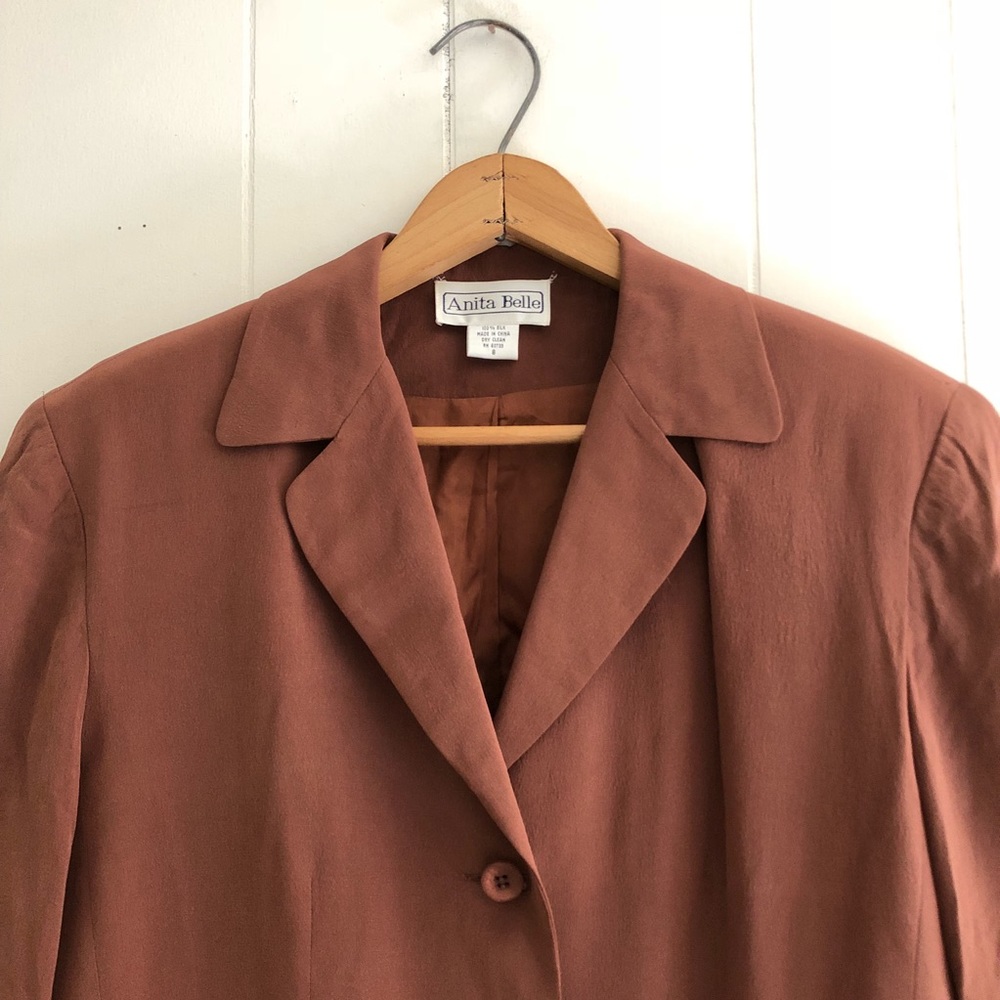 Silk Minimalist Long Blazer - Picture 2 of 6
